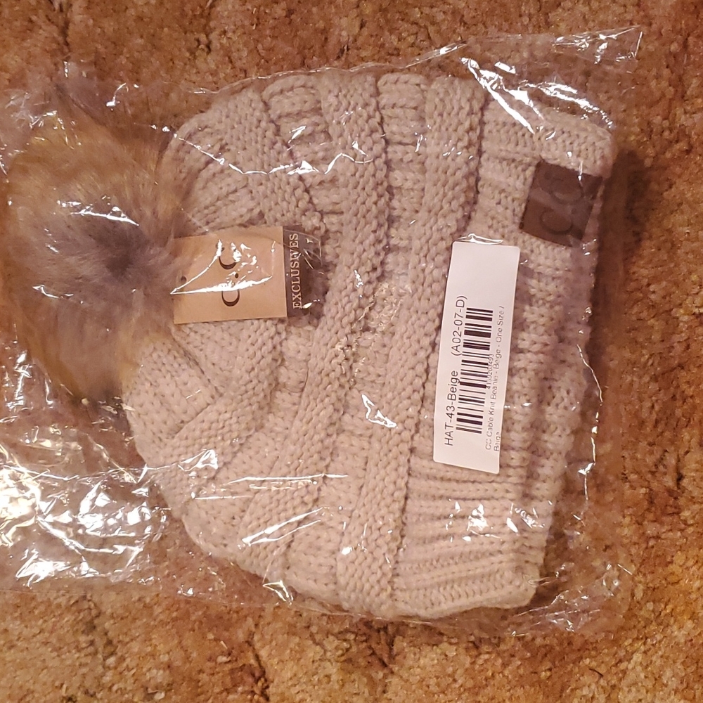 New C.C Cable Knit Beanie Beige